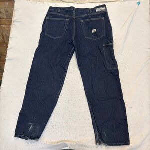 Levi Strauss Signature Workwear Fit Jeans Mens W42 L32 Blue Denim Double Knee